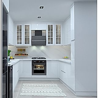 Kulpsuz Mutfak Dolabı – U Şeklinde Köşe, Mat Lake Boyalı Kapak, Modern