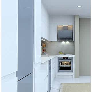 Kulpsuz Modern Mutfak Dolabı – L Şeklinde Köşe, Mat Lake Boyalı Kapak