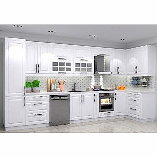 Avangard Mutfak Dolabı – L Şeklinde Köşe, Mat Lake Boyalı, Cnc İşlemeli Country