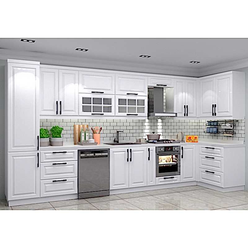 Avangard Mutfak Dolabı – L Şeklinde Köşe, Mat Lake Boyalı, Cnc İşlemeli Country