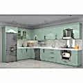 Köşe L Tipi Bodrum Mutfak Dolabı | CNC Country Model Su Yeşili Köşe L Tipi Bodrum Mutfak Dolabı | CNC Country Model Su Yeşili
