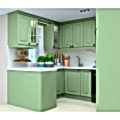 Yeşil Üç Duvar Mutfak Dolabı – U Şeklinde, Özel Kulplu Mat Lake Kapak, Country Tasarım Yeşil Üç Duvar Mutfak Dolabı – U Şeklinde, Özel Kulplu Mat Lake Kapak, Country Tasarım