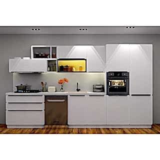 4m Beyaz Mutfak Dolabı – Gömme Kulplu Mdf-Lam Kapak