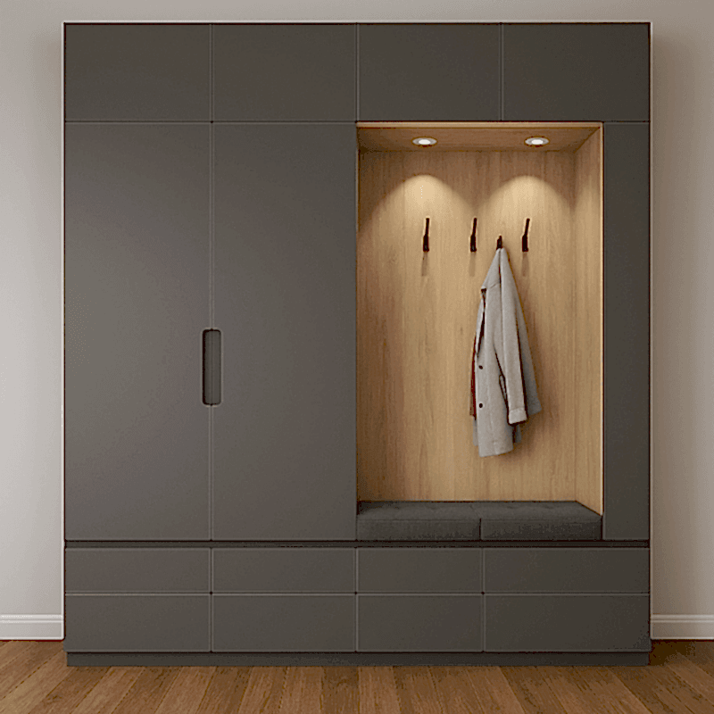 Portmanto Modeli - Askılıklı Vestiyer Dolabı Ahşap-Antrasit