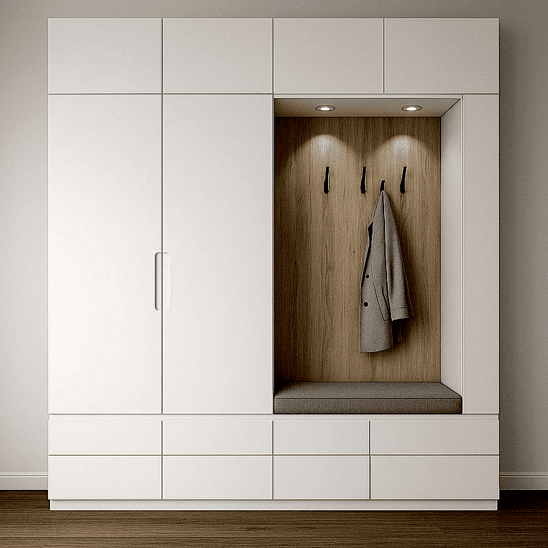 Portmanto Modeli - Askılıklı Vestiyer Dolabı Ahşap-Beyaz