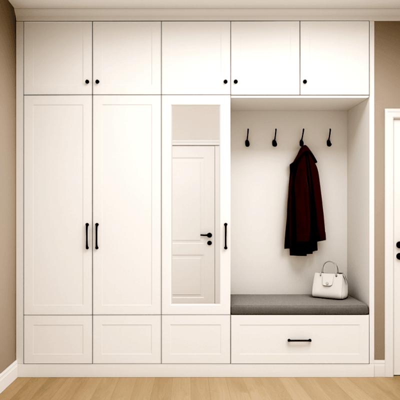 Giriş Vestiyer Dolabı | Avangard Kapaklı Model | Askılı, Aynalı Portmanto