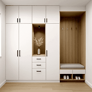 BHR129 Vestiyer Dolap Modeli - Askılıklı Vestiyer Dolabı Ahşap-Beyaz