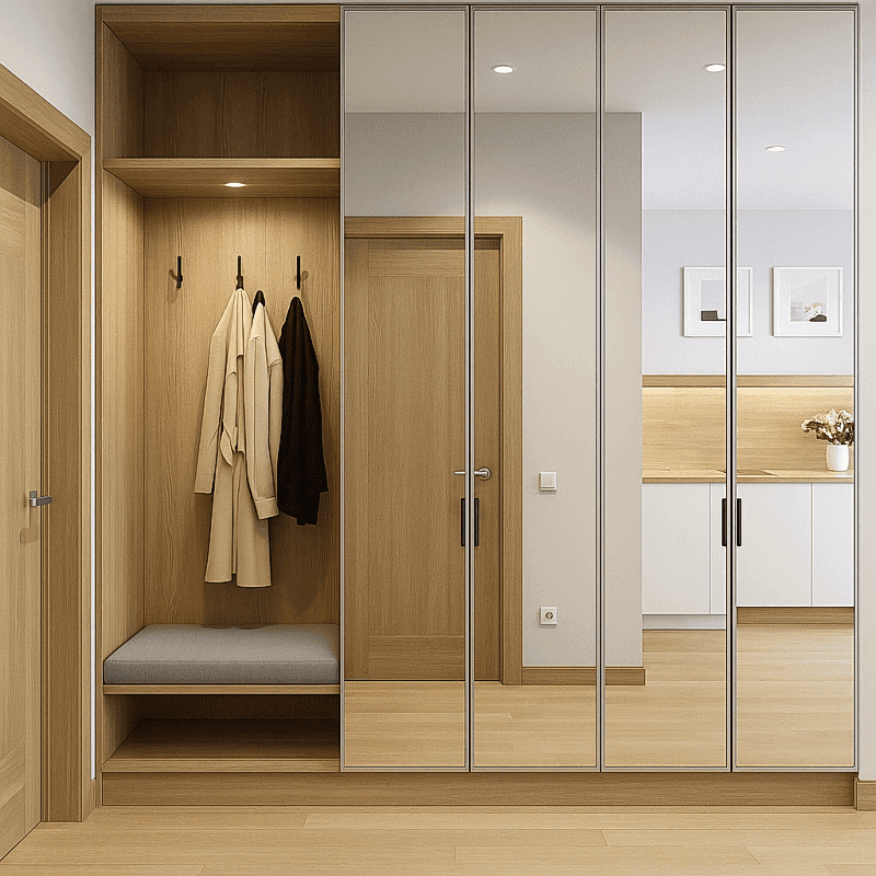 BHR131 Vestiyer Dolap Modeli | Aynalı Portmanto Dolabı