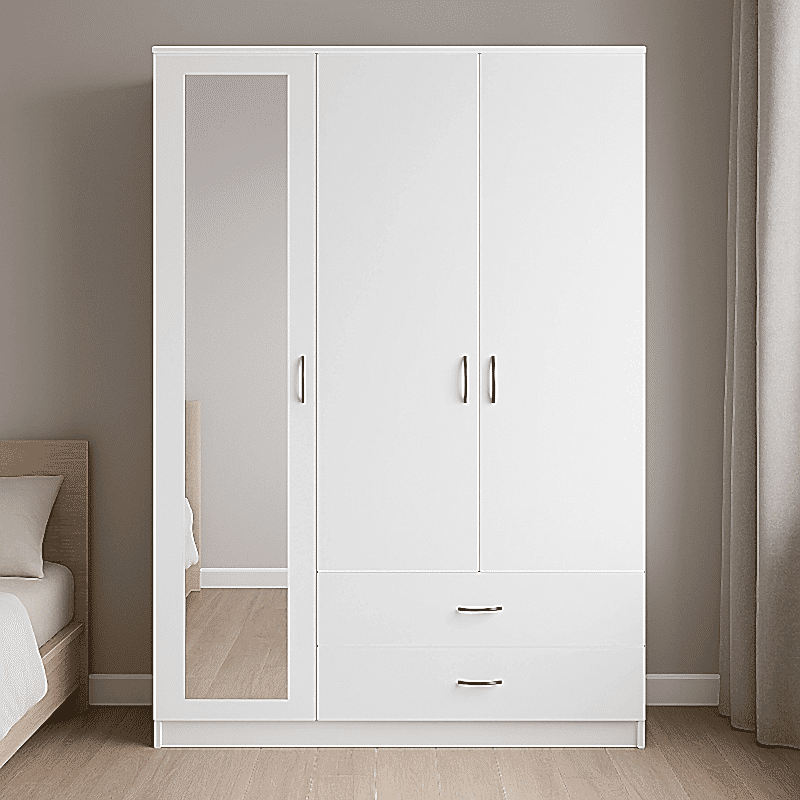 Gardırop Elbise Dolabı 3 Kapaklı Aynalı 2 Çekmeceli GD0107 Modeli