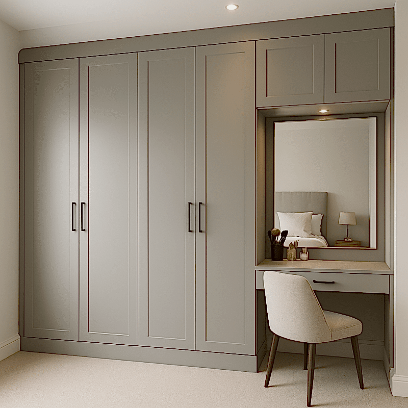 Gardırop Elbise Dolabı Aynalı Dresuarlı Model 4 Kapaklı Makyaj Masalı GD0108 Modeli