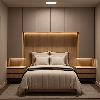 Yatak Üst Dolabı BY091 Modeli - Vizon Mat Lak Kulpsuz Kapaklı Tasarım