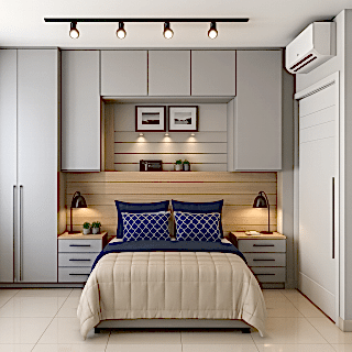 Yatak Üst Dolabı BY092 Modeli - Füme Mat Lak Kulpsuz Kapaklı Tasarım