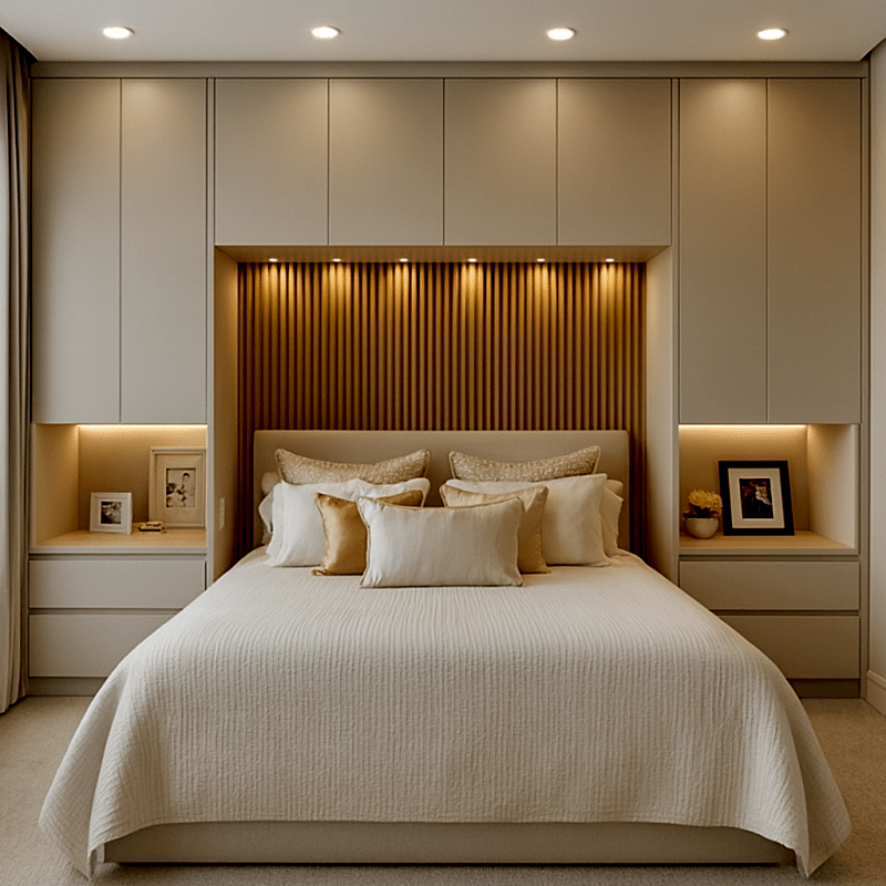 Yatak Başı Dolabı BY095 Modeli - Krem Mat Lak Kulpsuz Kapaklı Tasarım