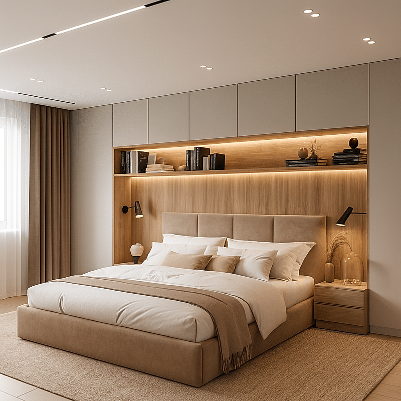 Yatak Başı Dolabı BY096 Modeli - Mat Vizon Lak Kulpsuz Kapaklı Tasarım