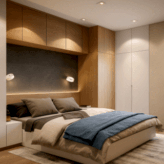 Yatak Başı Gardırop | Ahşap Görünüm Lak Kulpsuz Kapaklı Tasarım