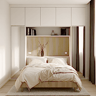 Yatak Üstü Gardırop BY102 Modeli - Beyaz, Aynalı Mat Lak Kulpsuz Kapaklı Tasarım