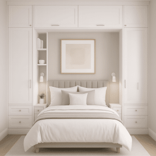 Yatak Üstü Gardırop BY103 Modeli - Beyaz Lake Boya Kapaklı Tasarım