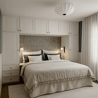 Yatak Üstü Dolap BY104 Modeli - Beyaz Lake Boya Kapaklı Kulplu Tasarım