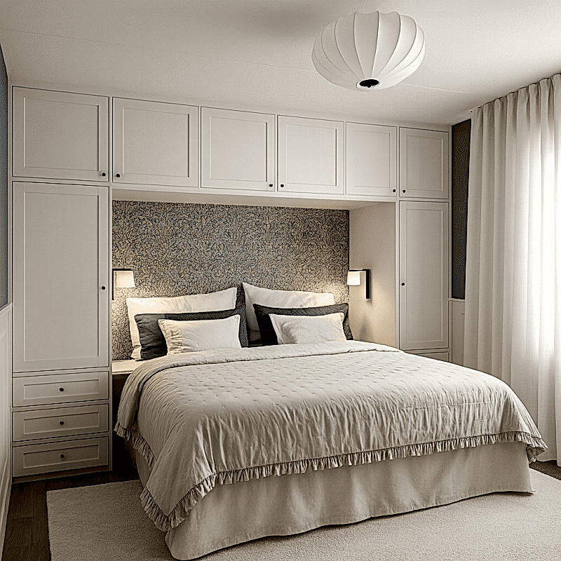 Yatak Üstü Dolap BY104 Modeli - Beyaz Lake Boya Kapaklı Kulplu Tasarım