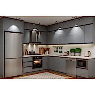 Antrasit Köşe Mutfak Dolabı – L Şeklinde Kulpsuz Mat Lake Kapak, Modern Tasarım