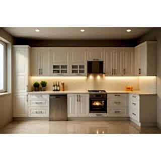 Country Köşe Mutfak Dolabı – İşlemeli Kapak, Beyaz Mat Lake Boyalı Kapak, Avangard Tasarım