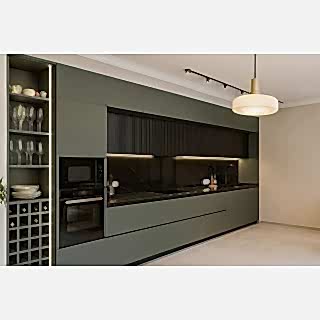 Futuristik Mutfak Dolabı Modeli - Siyah ve Yeşil Uyumu | Özel Seri