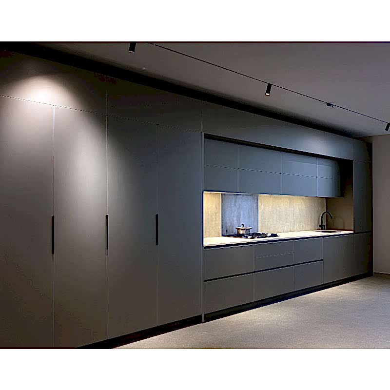 Futuristik Mutfak Dolabı Modeli - Antrasit ve Porselen Uyumu | Özel Seri