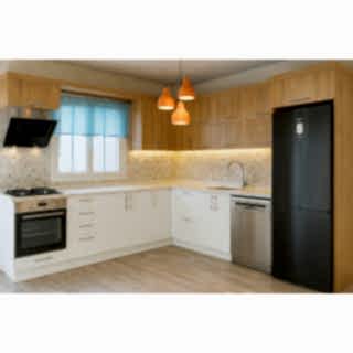 Köşe Mutfak Dolabı – L Şeklinde, Kulplu Mdf-Lam Kapak