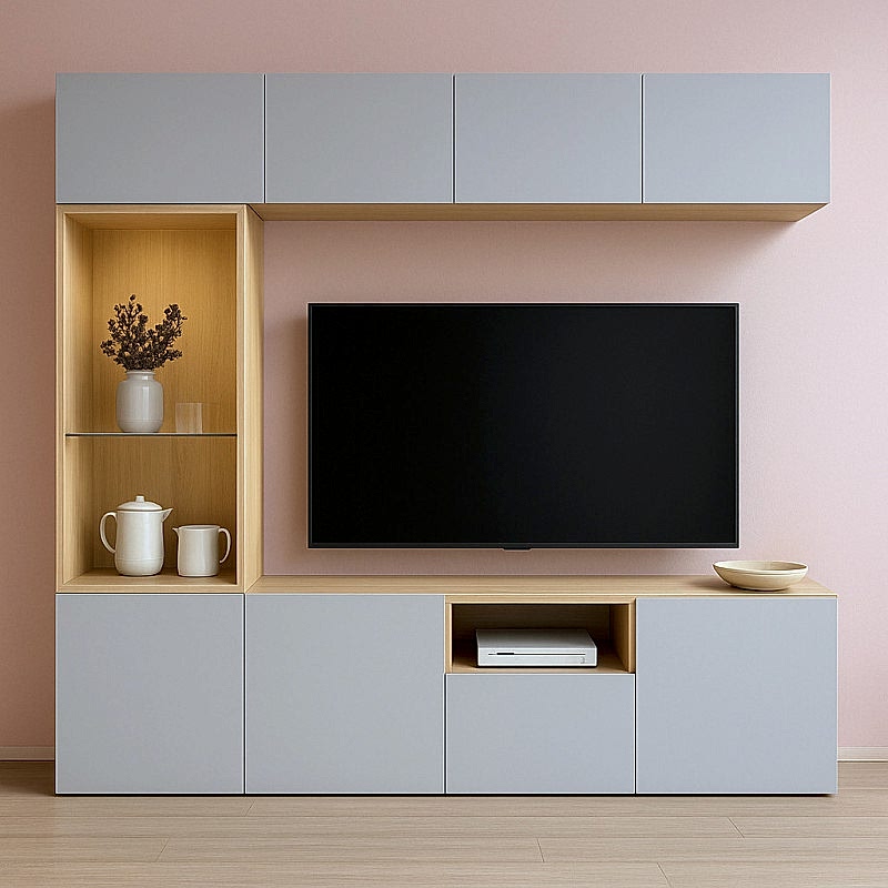 Tv Ünitesi BT161 Modeli, Kulpsuz Kapak, Saklama Dolaplı Seri