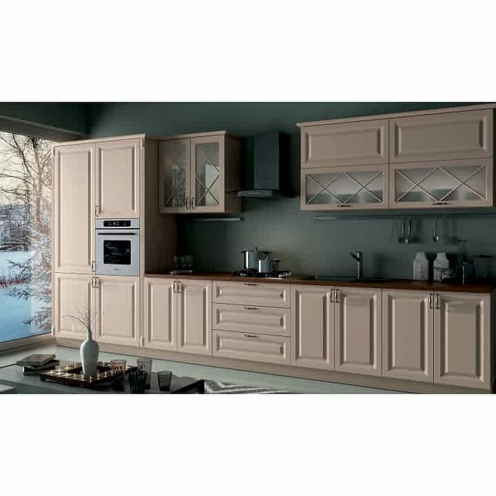 5m Mutfak Dolabı – Düz Model, Mat Lake Boyalı Kapak, Country Tasarım