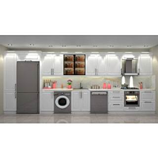 6m Mutfak Dolabı – Tek Duvar, Mat Lake Boyalı, Country Kapak