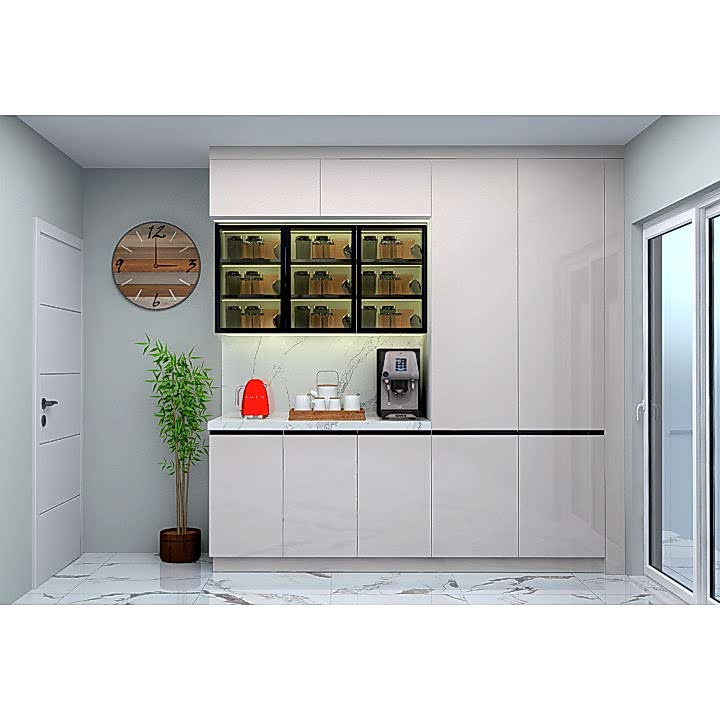 3m Mutfak Kiler Dolabı, Modern Tasarım, Mat Plus Kulpsuz Kapak