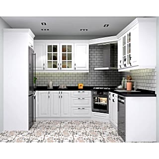 3 Duvar Mutfak Dolabı – U Şeklinde, Özel Kulplu Mat Lake Boyalı Kapak, Country Tasarım