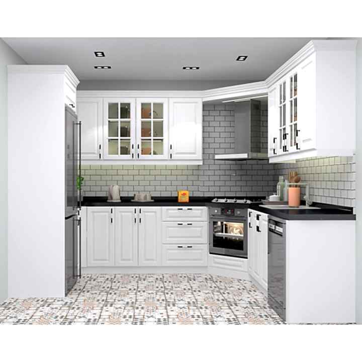 3 Duvar Mutfak Dolabı – U Şeklinde, Özel Kulplu Mat Lake Boyalı Kapak, Country Tasarım