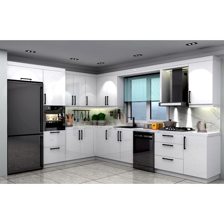 Köşe Mutfak Dolabı – L Şeklinde Köşe, Mdflam Kapak